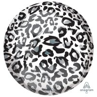 15" Animalz Snow Leopard Printed Orbz Foil Balloons