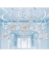 Snowflakes Paper & Foil Hanging Decorations 30pk
