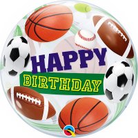 (image for) 22" Happy Birthday Sport Balls Single Bubble Balloons