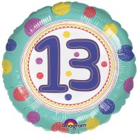 18" Spot On 13th Birthday Foil Balloons