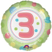 18" Spot On 3rd Birthday Foil Balloons