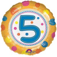 18" Spot On 5th Birthday Foil Balloons
