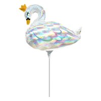 (image for) 12" Pastel Swan Iridescent Mini Shape Balloons