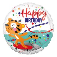 18" Happy Tiger Birthday Foil Balloons