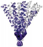 16th Purple And Silver Foil Balloon Weight Centrepiece
