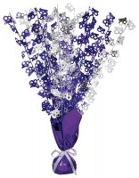 18th Purple And Silver Foil Balloon Weight Centrepiece