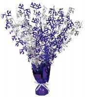 21st Purple And Silver Foil Balloon Weight Centrepiece