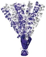 40th Purple And Silver Foil Balloon Weight Centrepiece