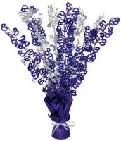 60th Purple And Silver Foil Balloon Weight Centrepiece