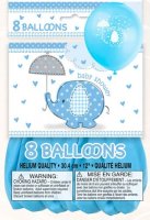 12" Baby Shower Umbrella Elephants Latex Balloons 8pk