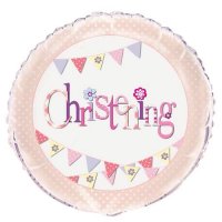 18" Christening Pink Bunting Foil Balloons