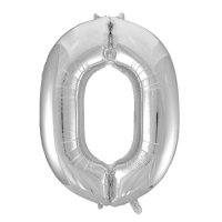 (image for) 34" Unique Silver Glitz Number 0 Supershape Balloons