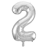(image for) 34" Unique Silver Glitz Number 2 Supershape Balloons