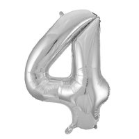 (image for) 34" Unique Silver Glitz Number 4 Supershape Balloons