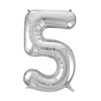 34" Unique Silver Glitz Number 5 Supershape Balloons
