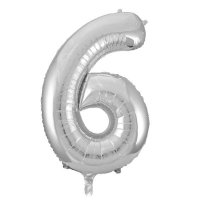 (image for) 34" Unique Silver Glitz Number 6 Supershape Balloons