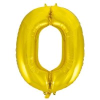 (image for) 34" Unique Gold Glitz Number 0 Supershape Balloons