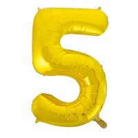 (image for) 34" Unique Gold Glitz Number 5 Supershape Balloons
