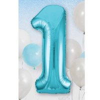 34" Unique Powder Blue Number 1 Supershape Balloons