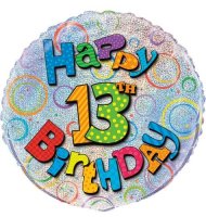 18" Happy 13th Birthday Prismatic Foil Balloons