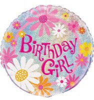 18" Birthday Girl Prismatic Foil Balloons