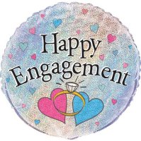 (image for) 18" Happy Engagement Prismatic Foil Balloons