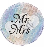 18" Mr And Mrs Prismatic Foil Balloons