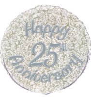 (image for) 18" 25th Silver Anniversary Prismatic Foil Balloons