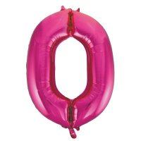 (image for) 34" Unique Pink Glitz Number 0 Supershape Balloons