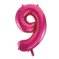 (image for) 34" Unique Pink Glitz Number 9 Supershape Balloons