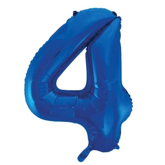 (image for) 34" Unique Blue Glitz Number 4 Supershape Balloons