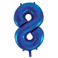 34" Unique Blue Glitz Number 8 Supershape Balloons