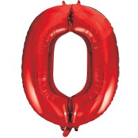 34" Unique Red Number 0 Supershape Balloons