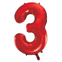 34" Unique Red Number 3 Supershape Balloons