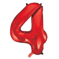 34" Unique Red Number 4 Supershape Balloons