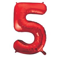 34" Unique Red Number 5 Supershape Balloons