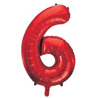 34" Unique Red Number 6 Supershape Balloons