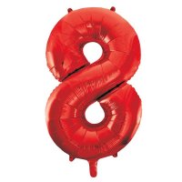 34" Unique Red Number 8 Supershape Balloons