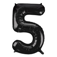 34" Unique Black Number 5 Supershape Balloons