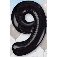 34" Unique Black Number 9 Supershape Balloons