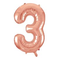 34" Unique Rose Gold Number 3 Supershape Balloons