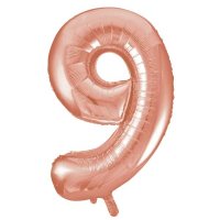 34" Unique Rose Gold Number 9 Supershape Balloons