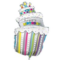 (image for) Happy Birthday Polka Dot Cake Supershape Balloons