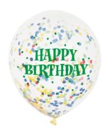 (image for) 12" Happy Birthday Latex Balloons With Coloured Confetti 6pk