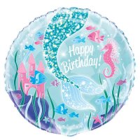 (image for) 18" Happy Birthday Mermaid Tail Foil Balloons