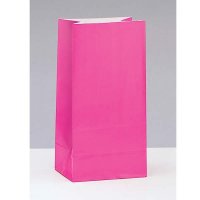Hot Pink Paper Party Bag 12pk