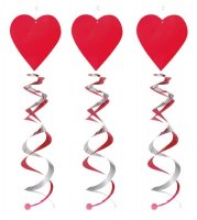 Valentines Hanging Heart Decorations 3pk