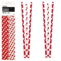 (image for) Ruby Red Polka Dot Paper Straws 10pk