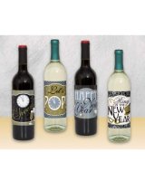 (image for) Jazzy New Year Wine Bottle Labels x4