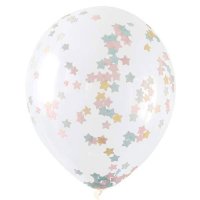 (image for) 16" Clear Latex Balloons With Star Confetti 5pk
